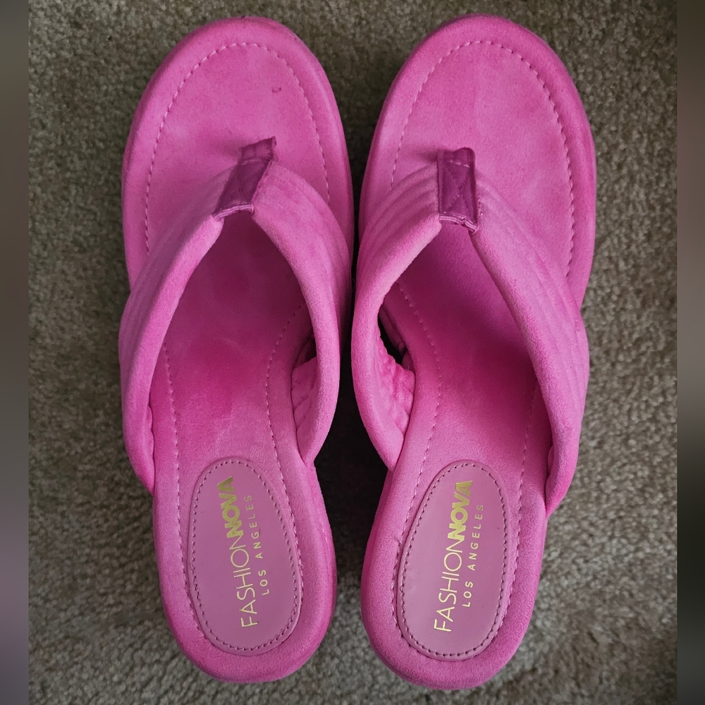 Fashion Nova Vibrant Pink Flip Flops